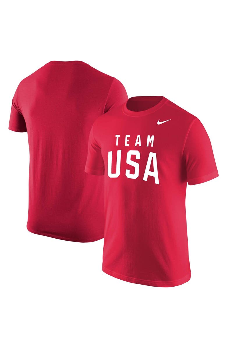 Nike Men's Nike Red Team USA Wordmark Classic Core T-Shirt, Main, color, 