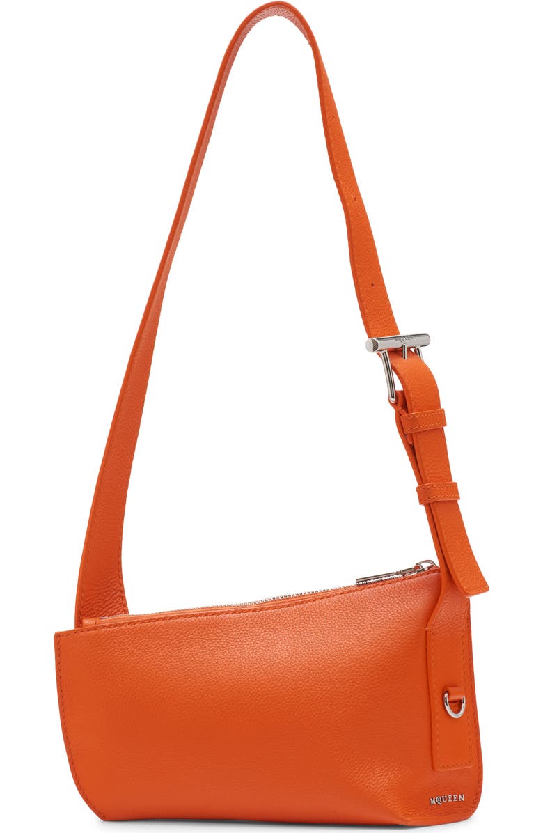 McQueen T-Bar Sling Leather Crossbody Pouch, Main, color, Orange/ Silver