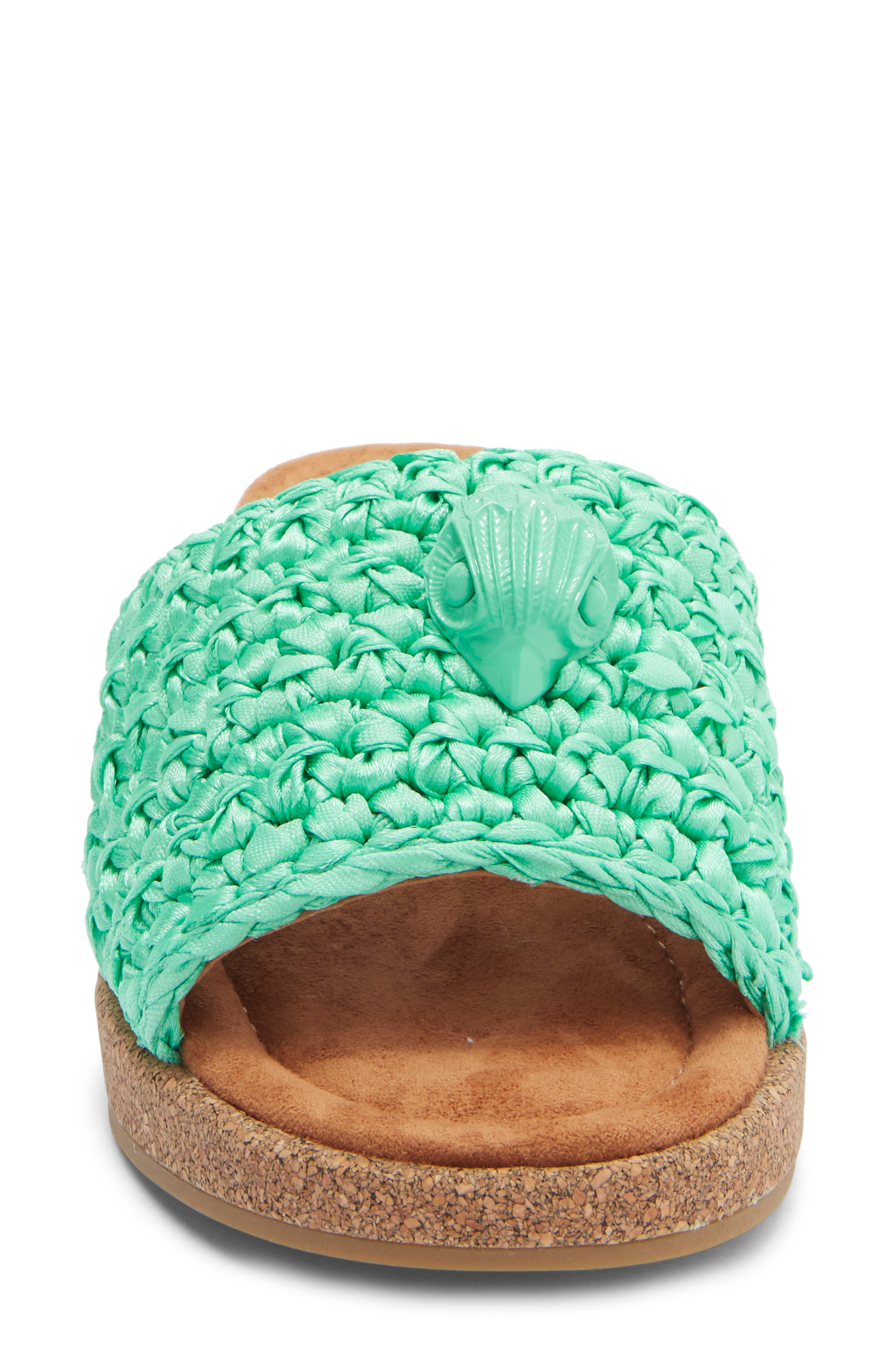 Kurt Geiger London Eagle Crocheted Slide Sandal, Alternate, color, Green