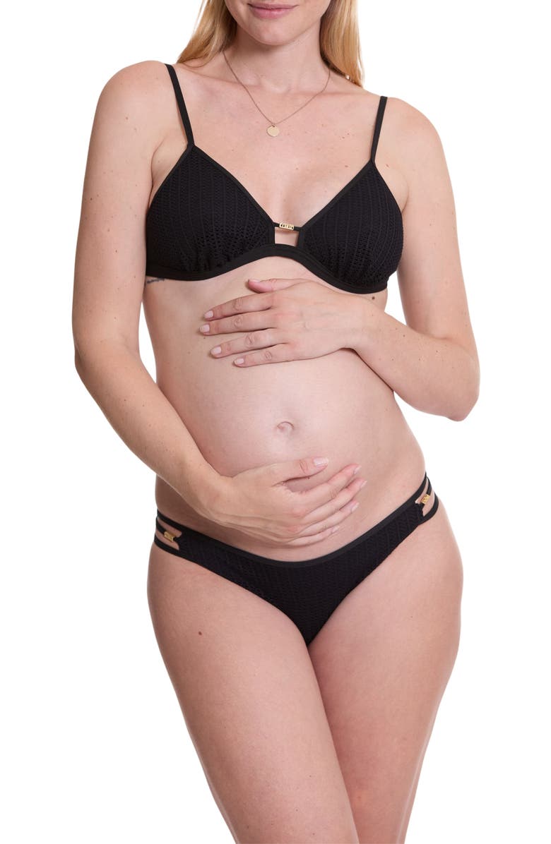 Cache Coeur Milos Triangle Maternity Bikini, Alternate, color, Black