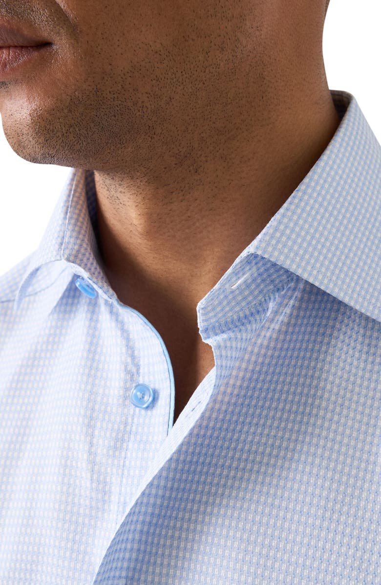 Eton Slim Fit Check Cotton Dress Shirt, Alternate, color, Blue
