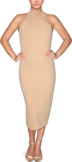 RACHEL Rachel Roy Harland Crossover Halter Midi Dress Nordstrom