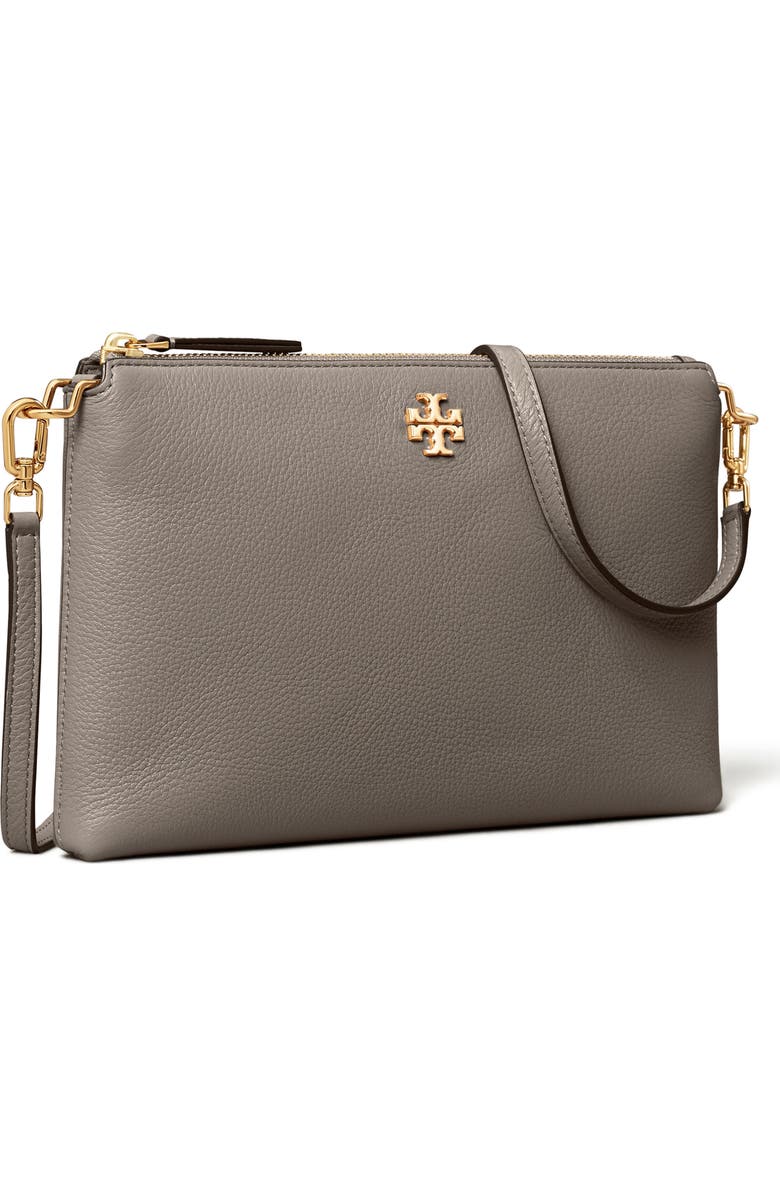 Tory Burch Mercer Pebbled Zip Crossbody Bag, Alternate, color, Gray Heron