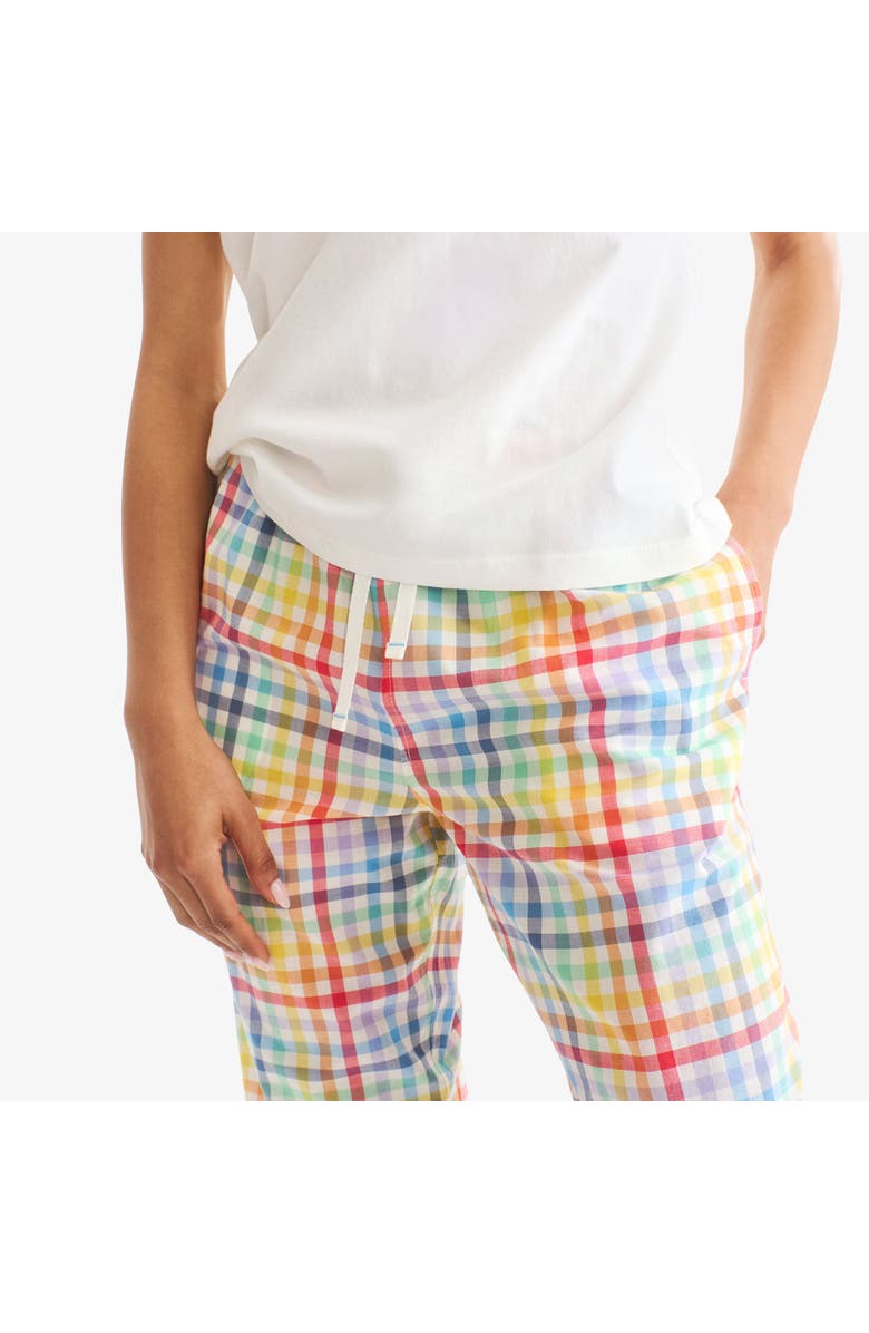 Primary Adult Plaid PJ Pant In Rainbow Plaid, Alternate, color, Ivory Rainbow Plaid