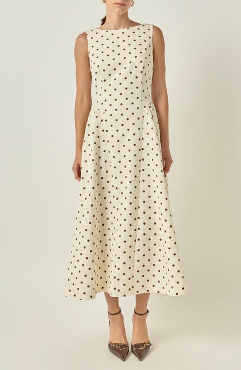 Dot Sleeveless Flare Midi Dress
