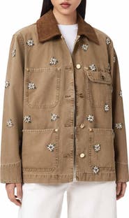 AllSaints Bex Embroidered Detail Denim Jacket