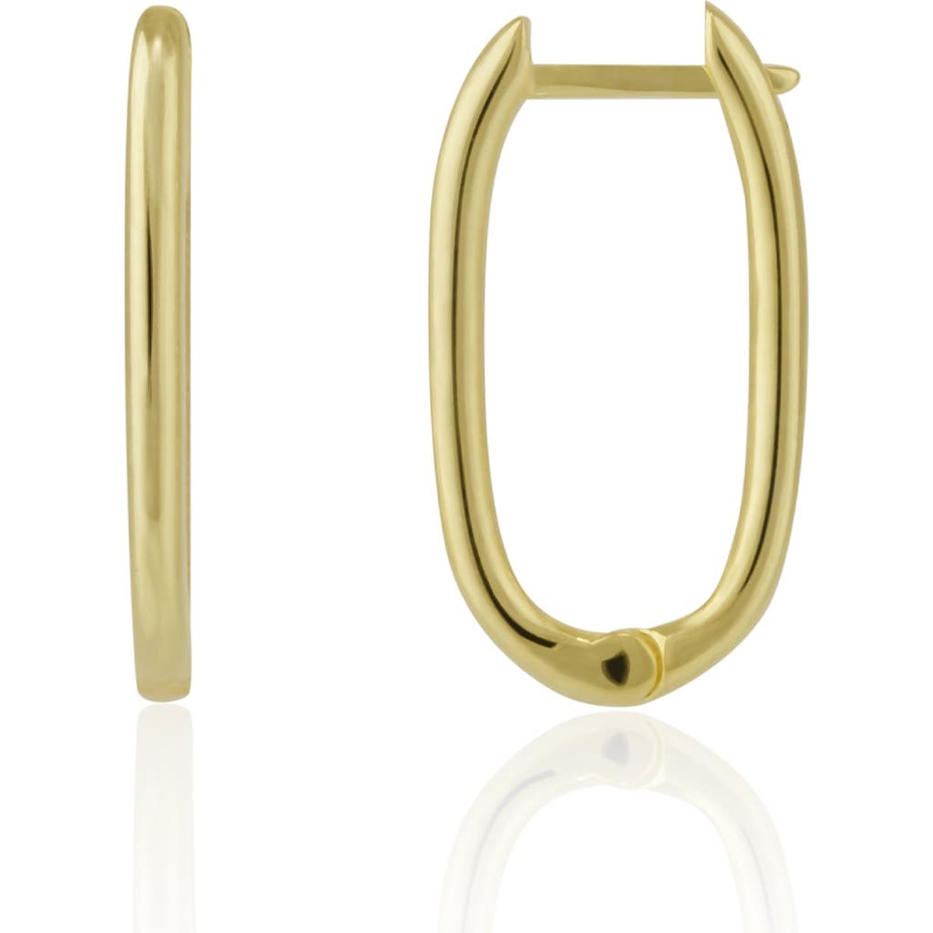 Spero London Oval Rectangular Sterling Silver Hoop Earring In Gold