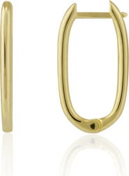 Spero London Oval Rectangular Sterling Silver Hoop Earring