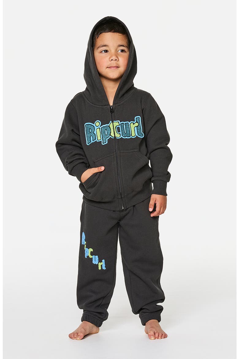 Kids' Paddle Out Fleece Zip Hoodie, Alternate, color, WASHED BLACK