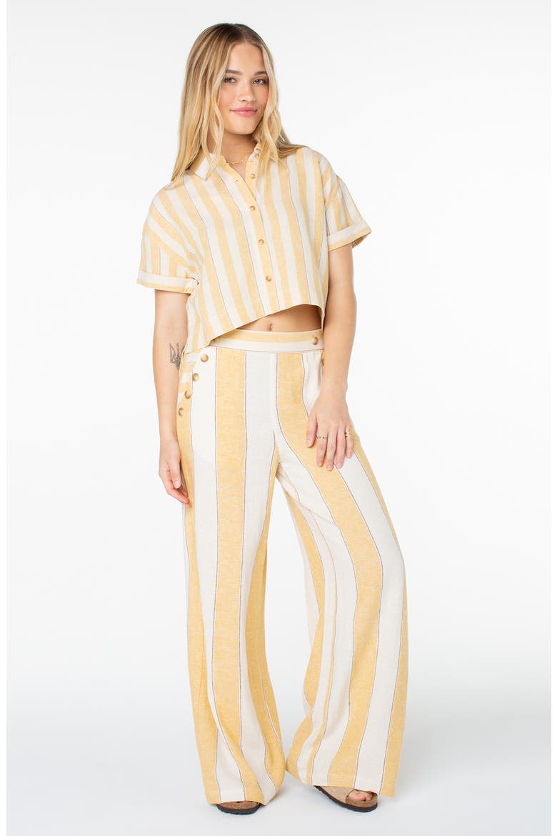 Adrian Stripe Wide Leg Linen Blend Pants, Alternate, color, AMBER GOLD JUNGLE STRIPE