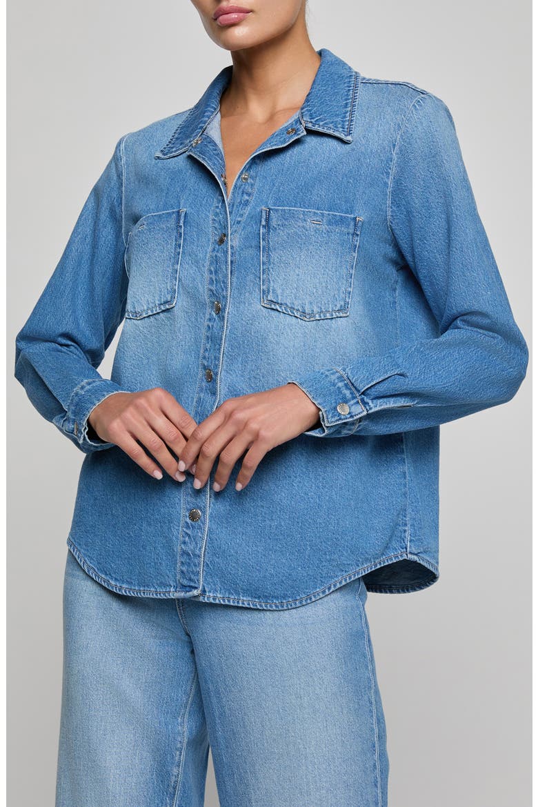 Isla Cotton Denim Snap-Up Shirt, Alternate, color, ANAHEIM