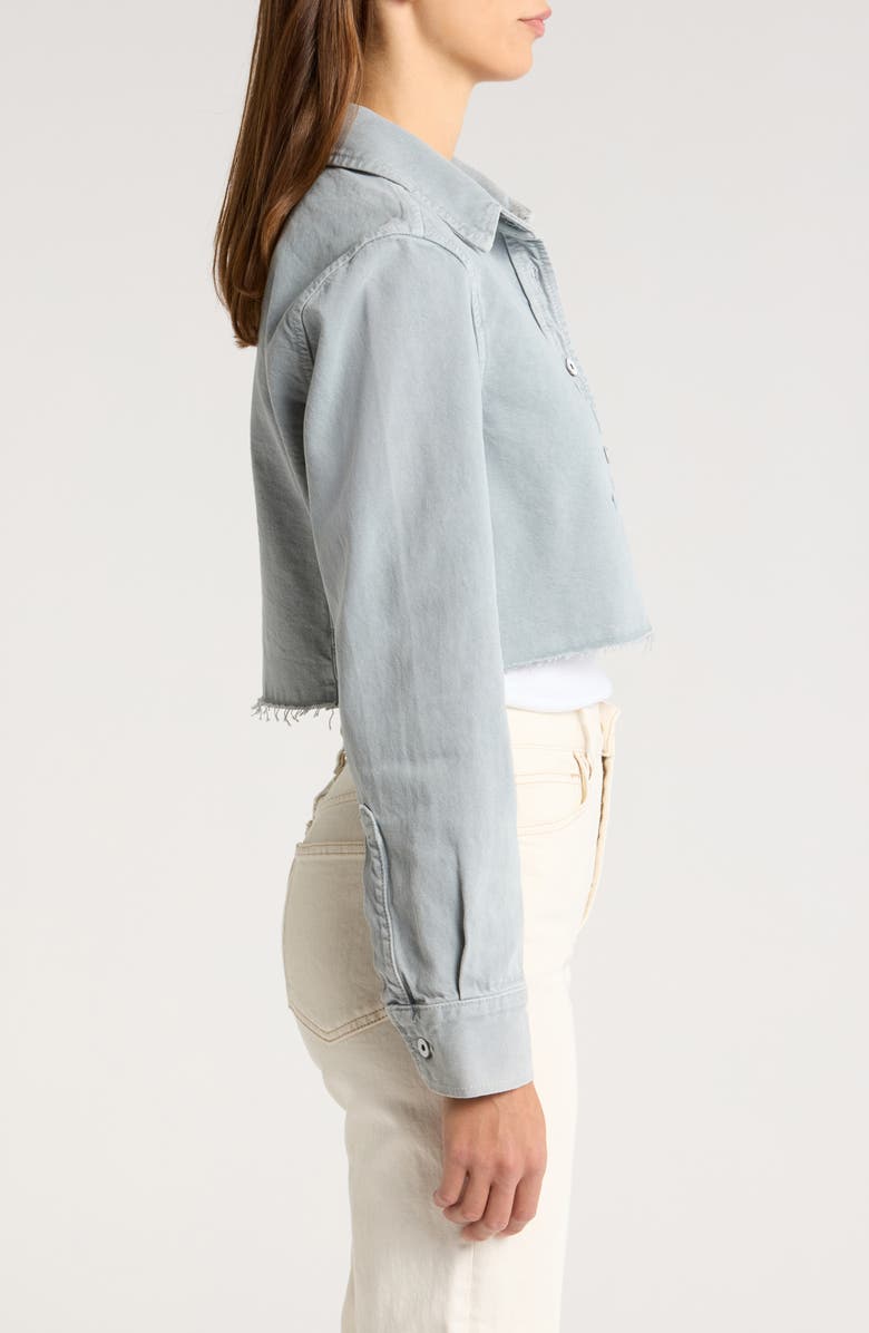 SLVRLAKE Crop Raw Hem Button-Up Denim Shirt, Alternate, color, Dove Gray