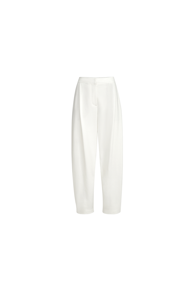 Cotton smooth French terry pleated track trousers, Alternate, color, White
