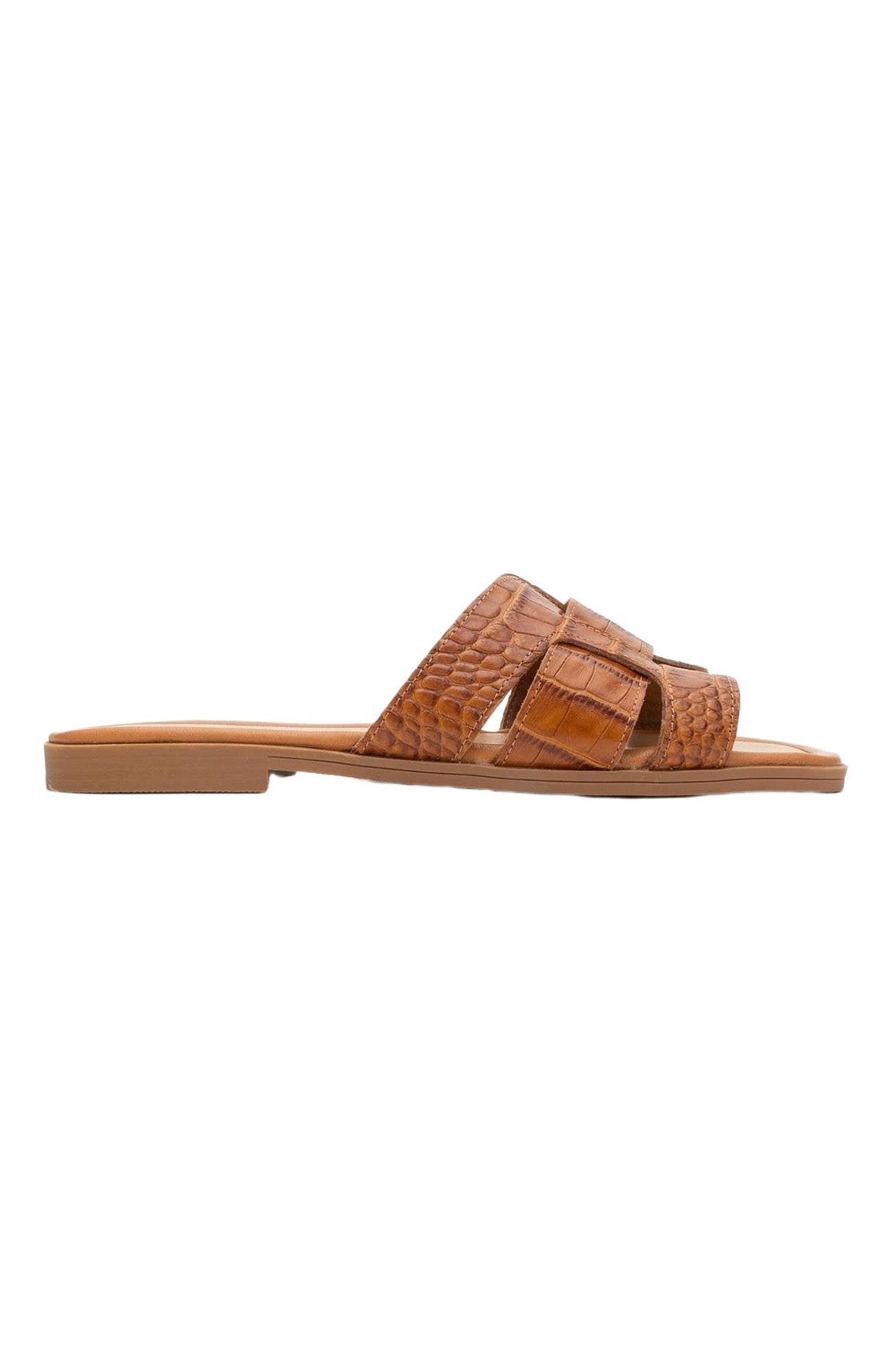 Notre Leather Flat Sandals, Alternate, color, Cognac Brown Leather