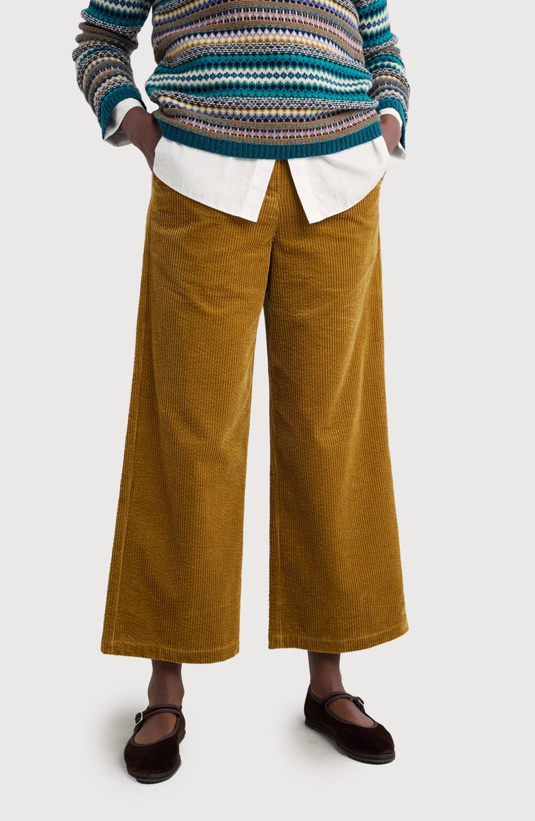 Seasalt Cornwall Asphodel Crop Wide Leg Corduroy Pants, Main, color, Marshland
