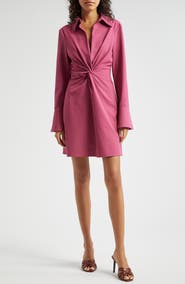 Cinq à Sept McKenna Front Twist Long Sleeve Mini Shirtdress