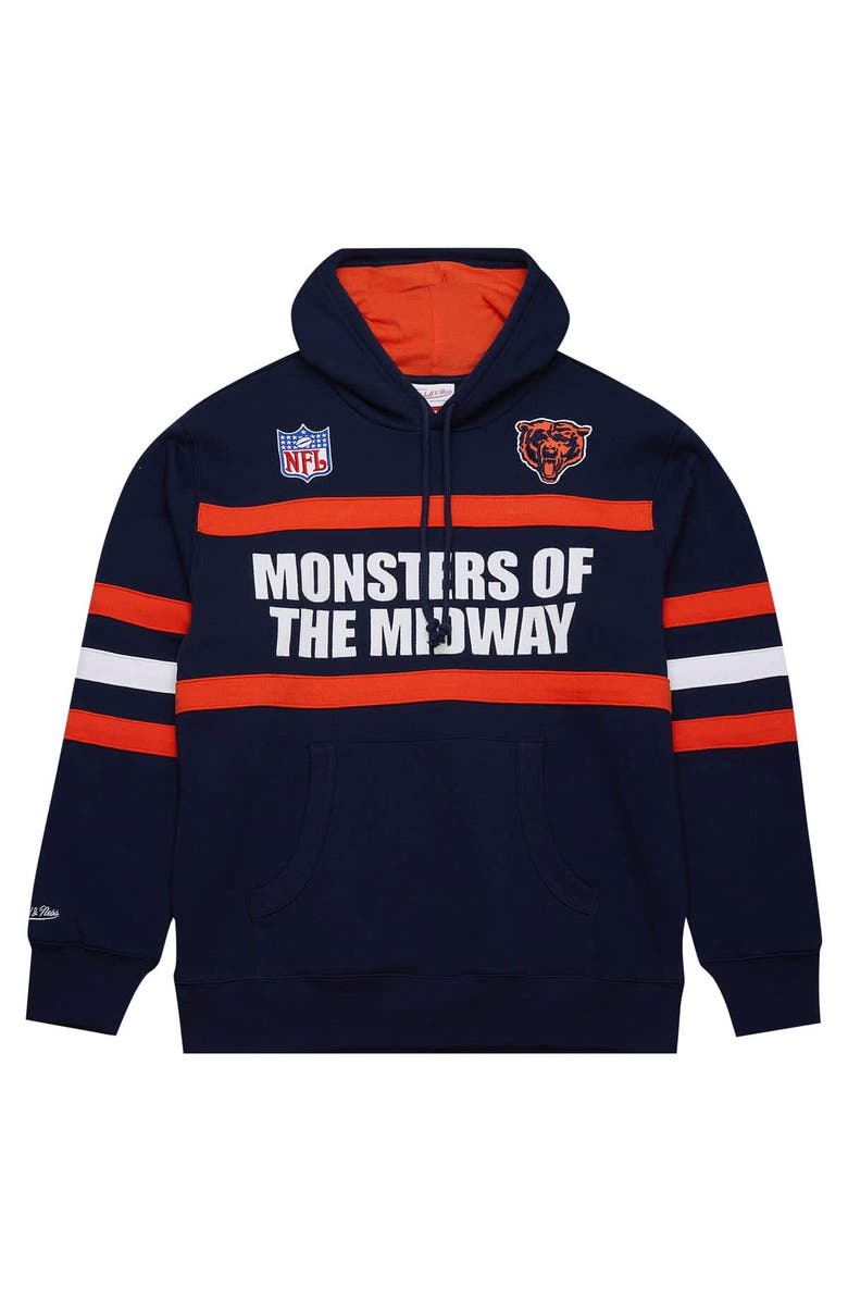 Mitchell & Ness Men's  Navy Chicago Bears Vintage Logo Head Coach Fleece Pullover Hoodie, Alternate, color, 