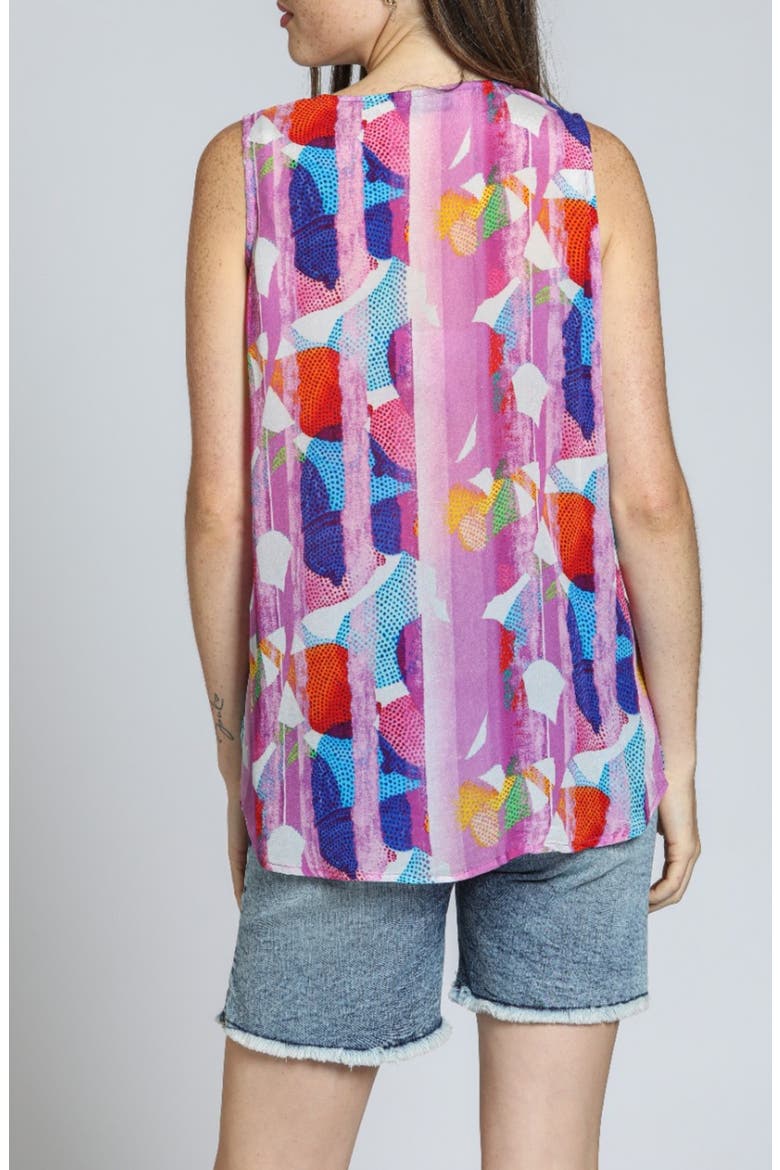 Print V-Neck Tank, Alternate, color, BLUE/ WHITE