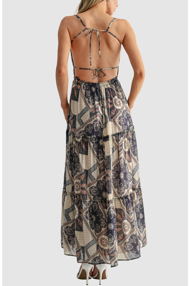 Backless Tiered Maxi Dress, Alternate, color, CREAM MULTI