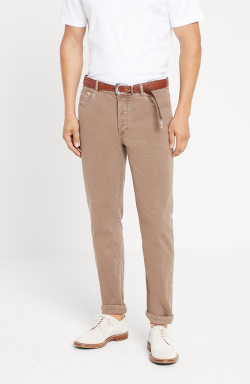 Brunello Cucinelli Comfort Denim Trousers In Light Brown