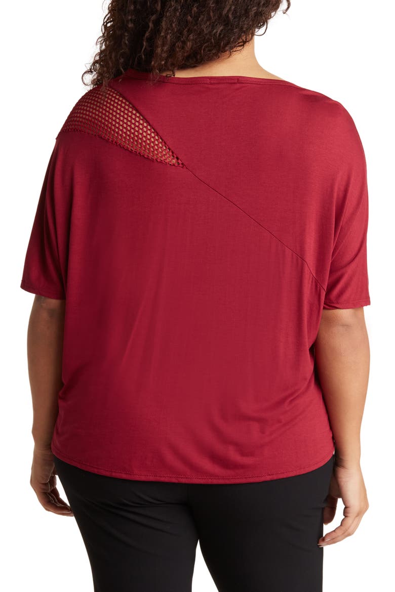 Slash Fishnet Dolman Sleeve T-Shirt, Alternate, color, BURGUNDY