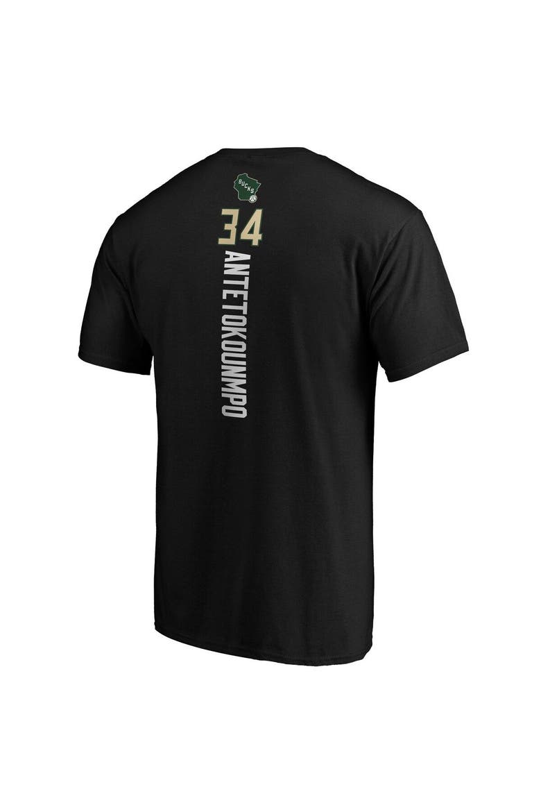 Men's Fanatics Branded Giannis Antetokounmpo Black Milwaukee Bucks Team Playmaker Name & Number T-Shirt, Alternate, color, Black