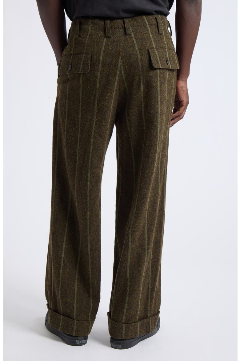 Hem Mackin 2-Tuck Pleated Stripe Wool Blend Pants, Alternate, color, KHAKI
