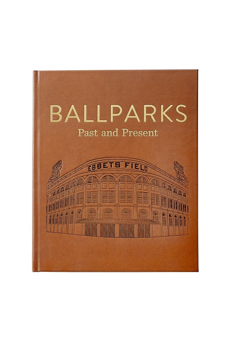 Ballparks Past and Present Leather Coffee Table Book, Main, color, Beige