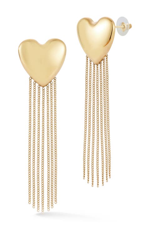 Heart Tassel Drop Earrings