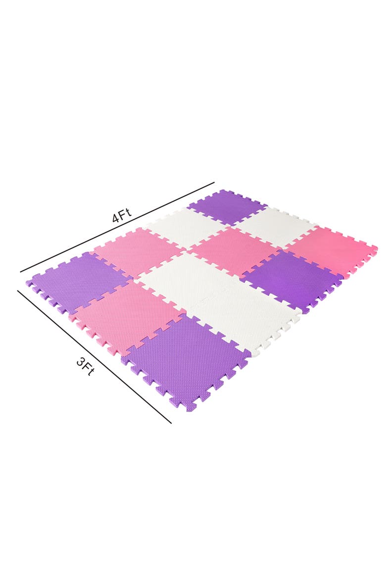 12 Soft Foam Floor Tiles, Interlocking Mat, Alternate, color, Multicolored