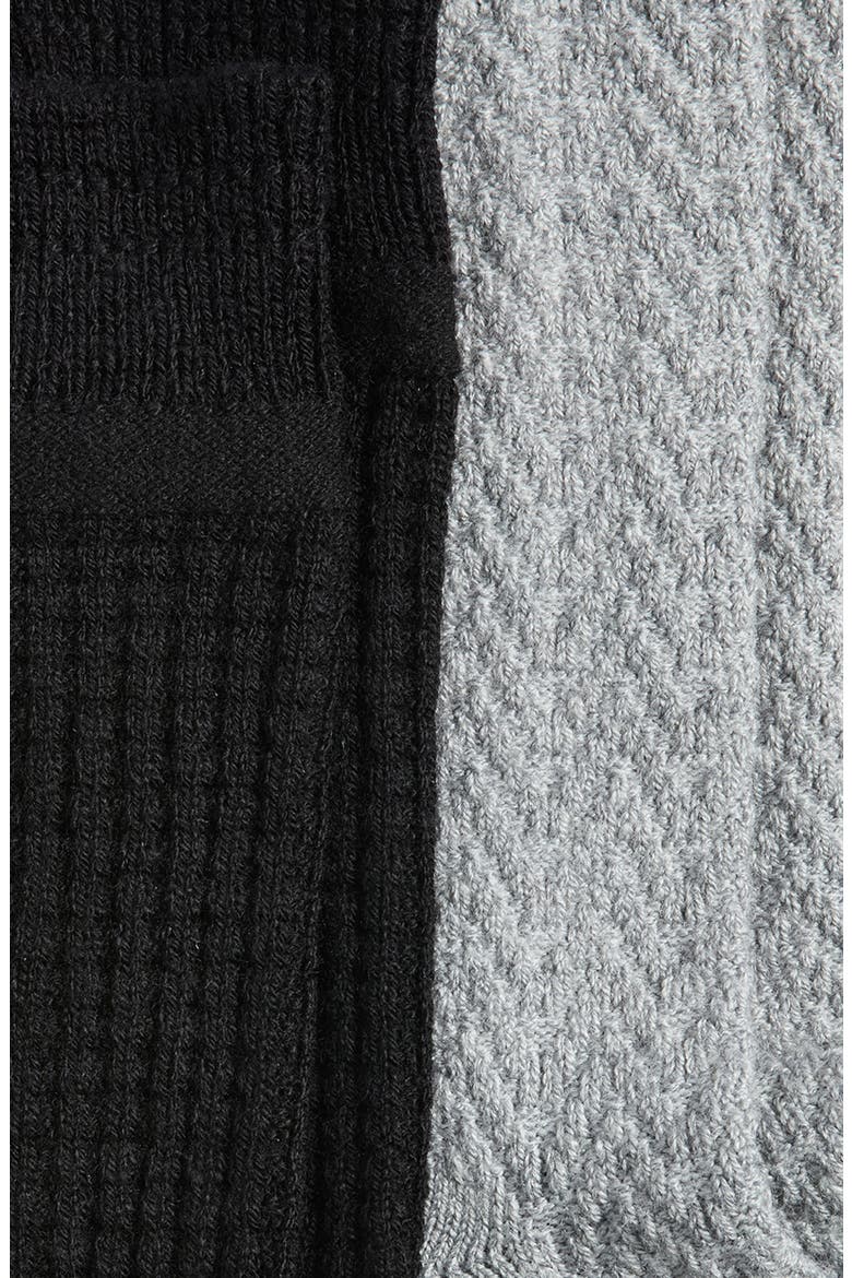 Assorted 2-Pack Textured Crew Socks, Alternate, color, BLACK / GREY PACK
