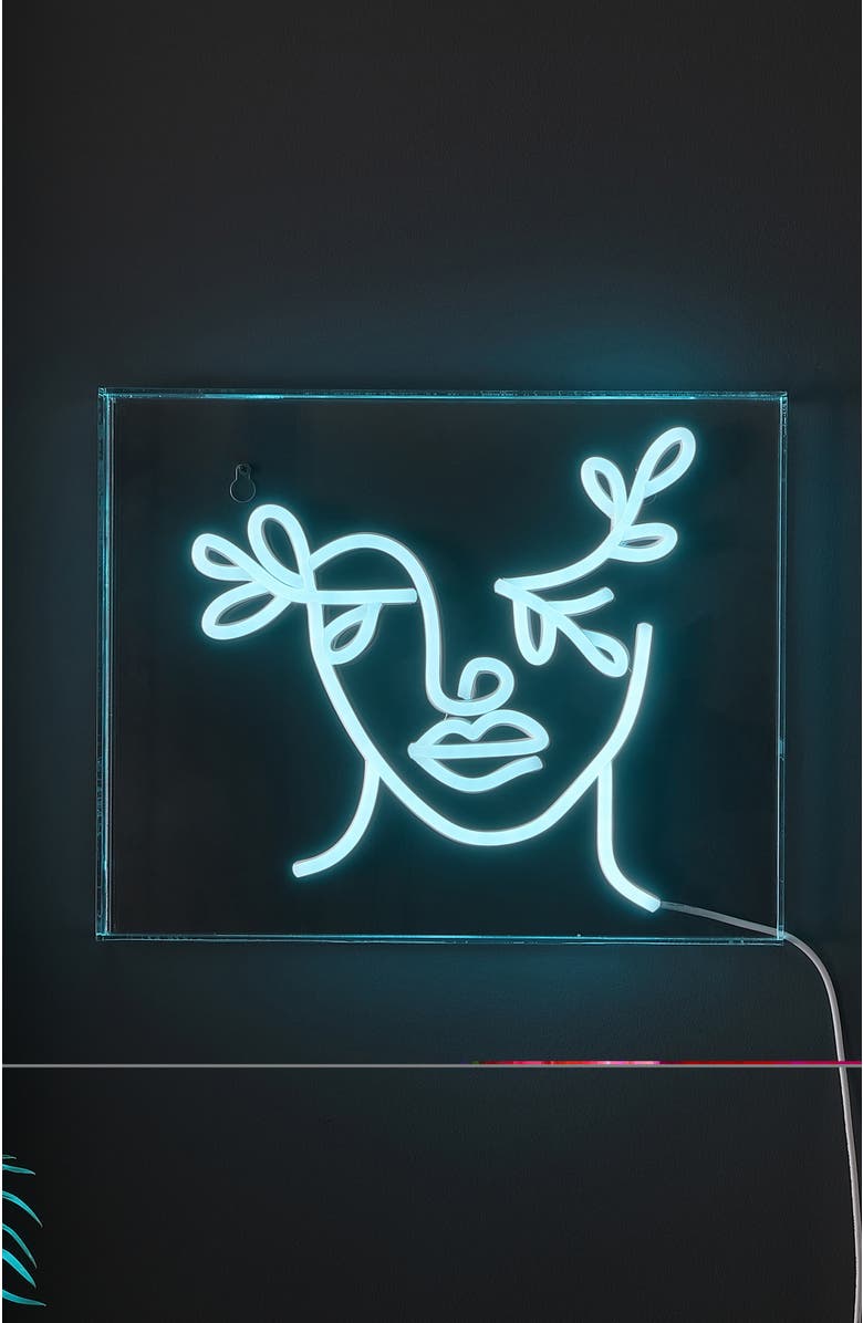 JONATHAN Y Teary Contemporary Glam Acrylic Box USB Operated LED Neon Light, Alternate, color, Blue