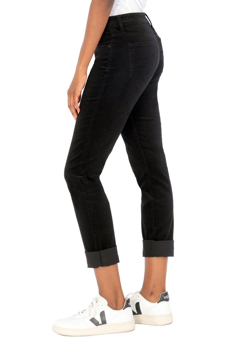 KUT from the Kloth Catherine Stretch Cotton Corduroy Boyfriend Pants, Alternate, color, Black Jm