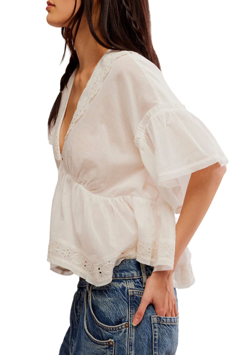 Free People Elle Eyelet Detail Cotton Top, Alternate, color,