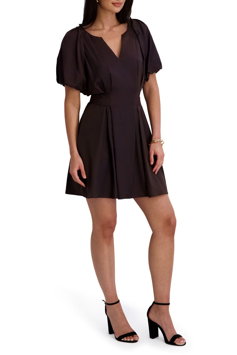Puff Sleeve Minidress, Alternate, color, CHOCOLATE
