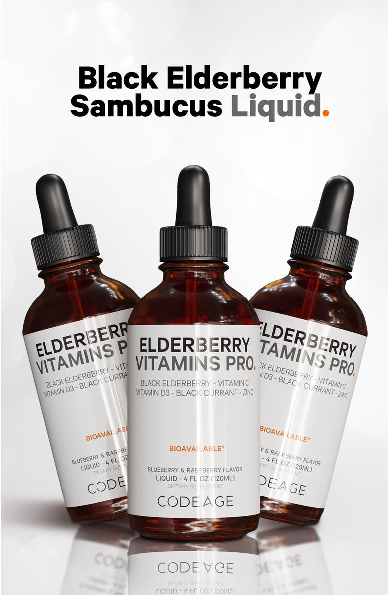 Codeage Black Elderberry Syrup Supplement for Kids & Adults, Alternate, color, White