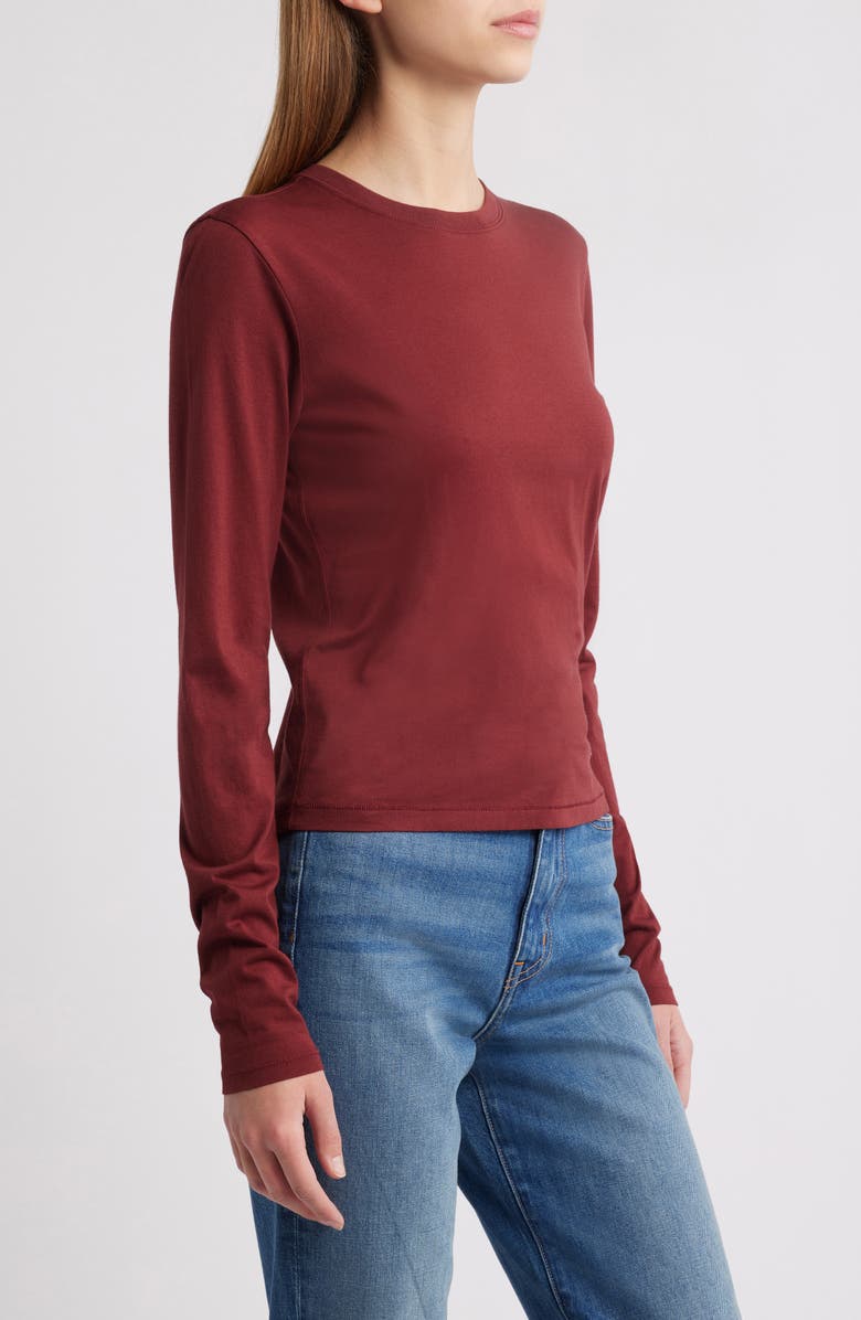 FRAME Cotton Crewneck Top, Alternate, color, Syrah Red