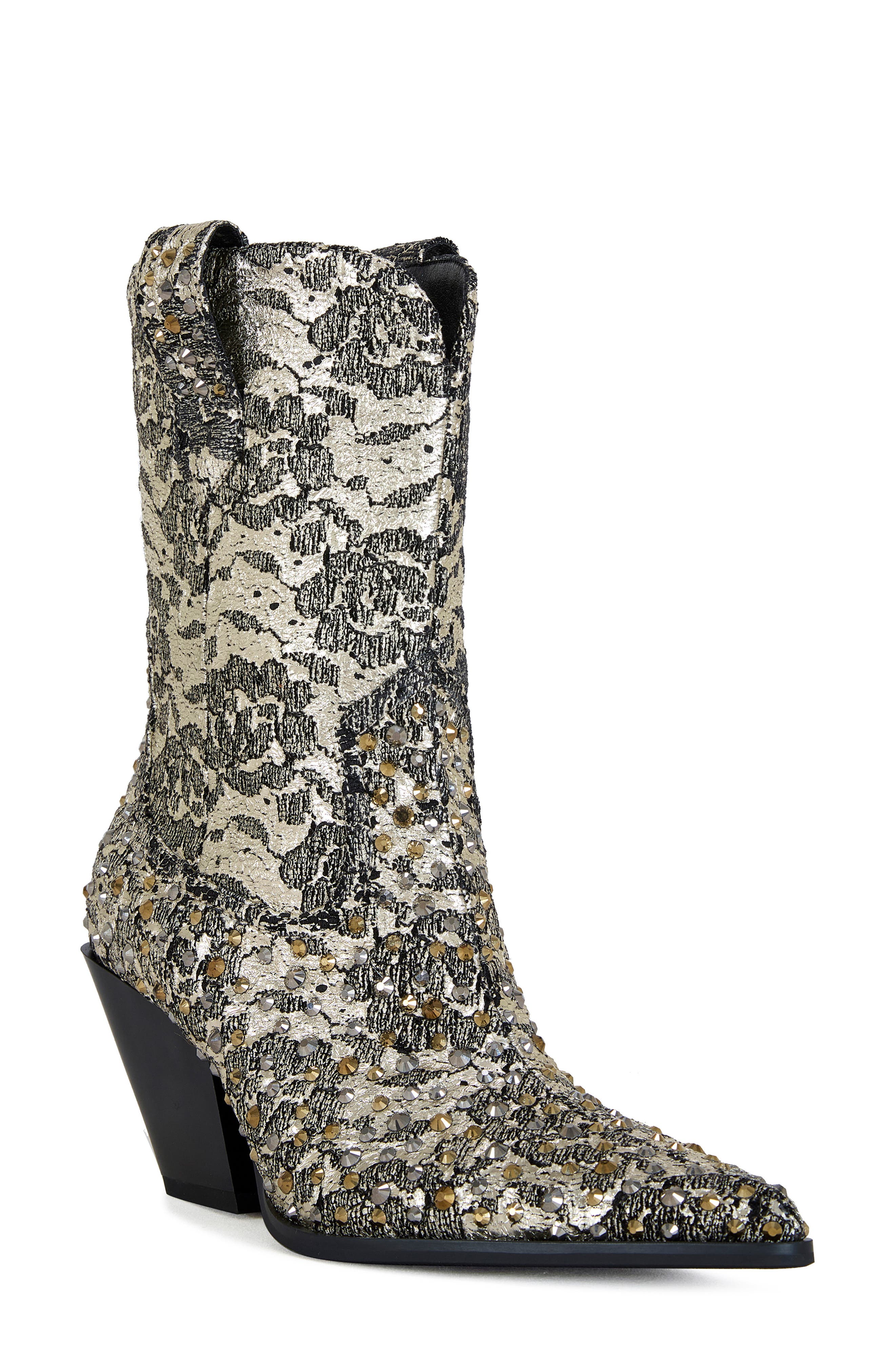 AZALEA WANG Zirenne Stud Bootie, Main, color, Gold Black