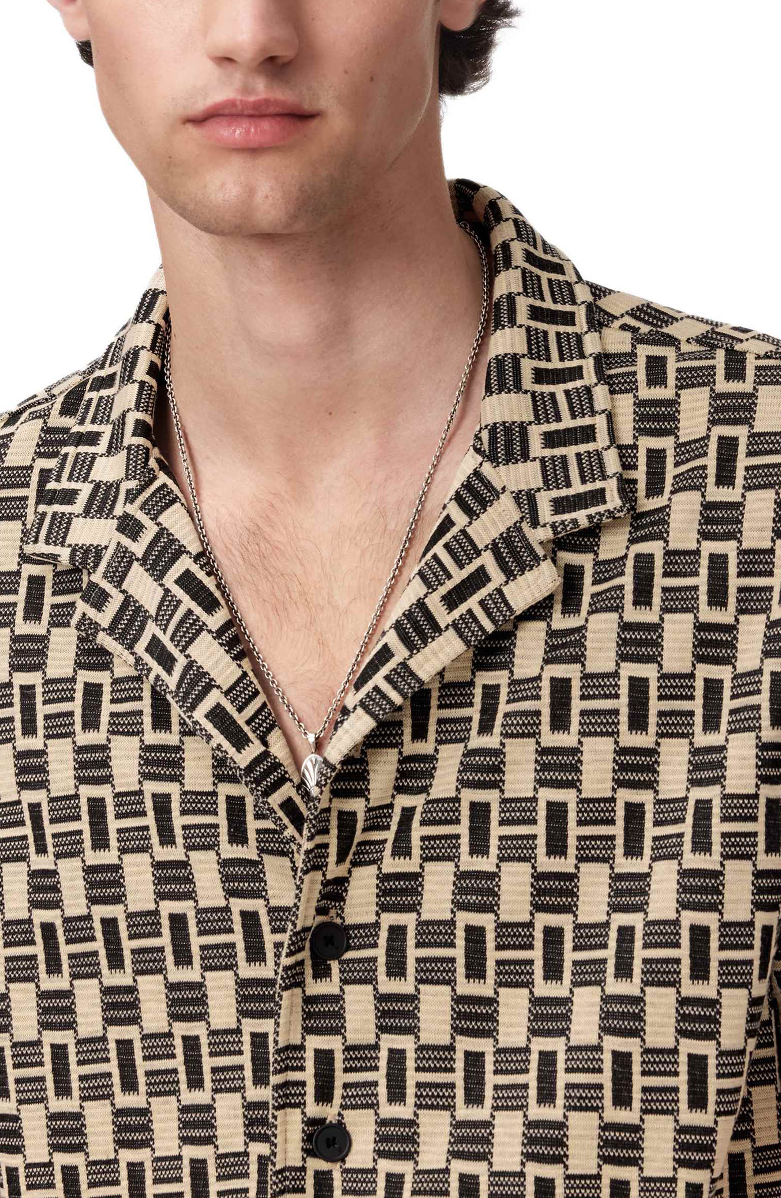 Geo Pattern Knit Camp Shirt - image 2