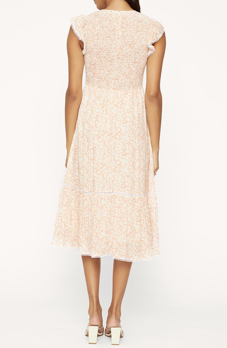 Lost + Wander Orchid Print Smocked Midi Dress, Alternate, color, 