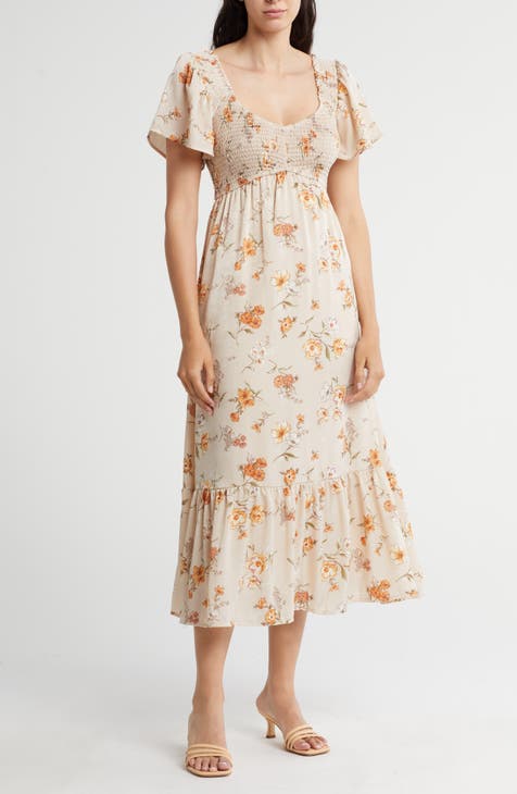 Floral Smocked Midi Dress