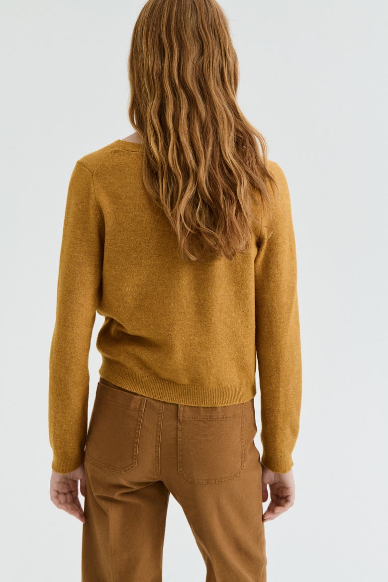 V-neck Cardigan, Alternate, color, Dark mustard yellow