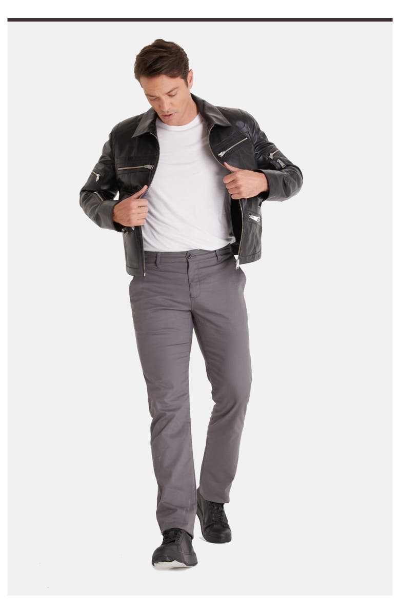 Furniq UK Randall Leather Jacket, Alternate, color, Black