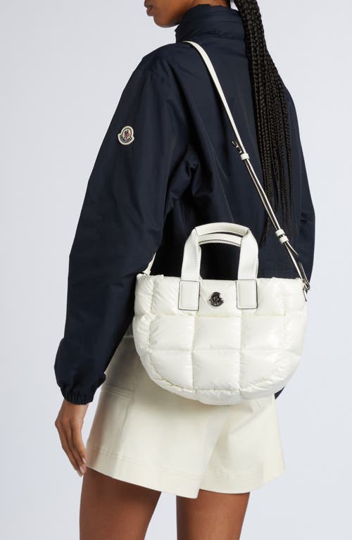 Moncler Mini Caradoc Puffer Tote In Silk White