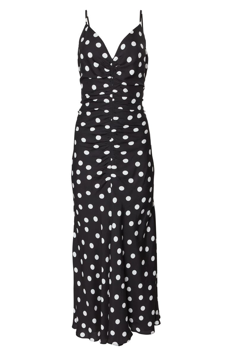 Carolina Herrera Polka Dot Ruched Cocktail Dress, Alternate, color, 