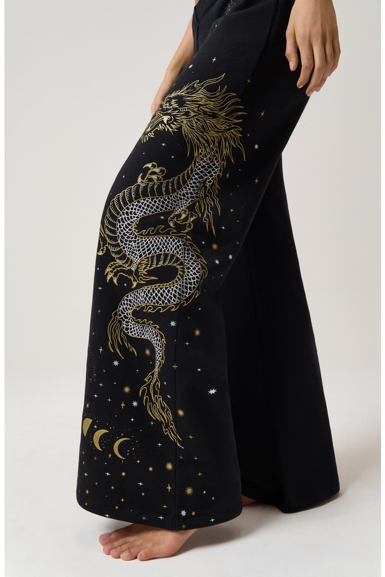 Dream Dragon Nicks Wide Leg Pants, Alternate, color, BLACK