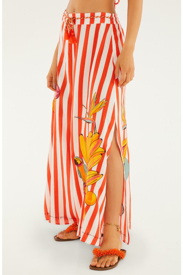 Mixed Print Linen Blend Cover-Up Drawstring Pants, Main, color, RED