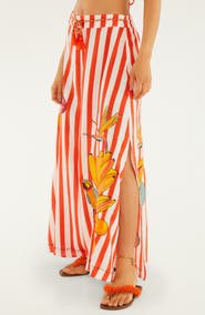 FARM Rio Mixed Print Linen Blend Cover-Up Drawstring Pants