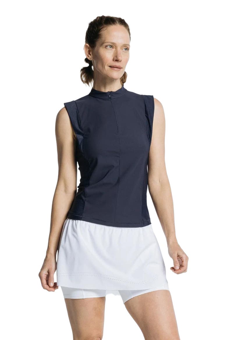 Pickleball Volley Zip Sleeveless, Main, color, Sapphire Blue