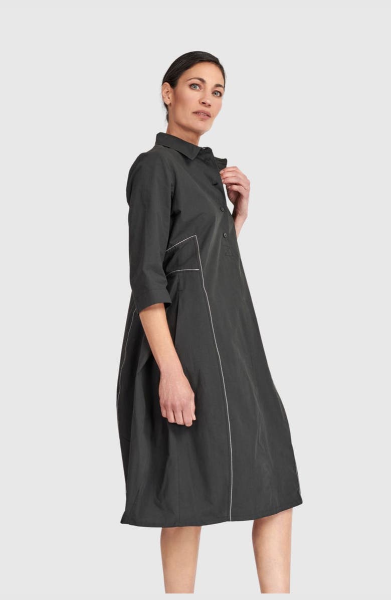 Alembika The Edit Cotton Shirtdress, Alternate, color, Black